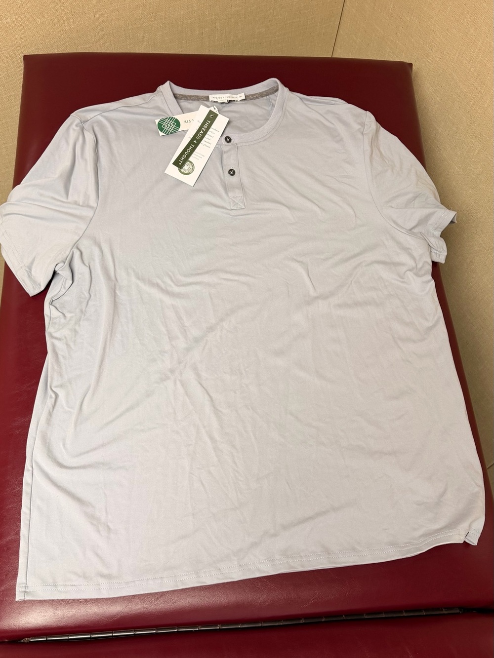 Men's Light blue Short Sleeve Henley Shirt